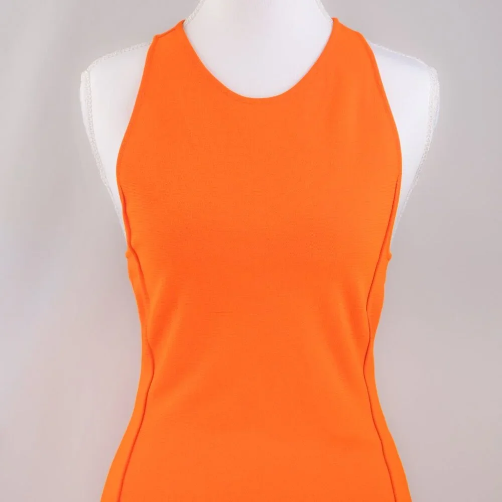 Stella McCartney Sleeveless Compact Knit Minidress, Bright Orange, Small - Picture 6 of 10